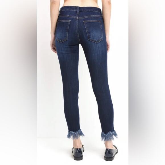 Just Black Denim Straight-Leg Mid Rise Jeans With Fringe Hem Size 26 - Picture 2 of 13